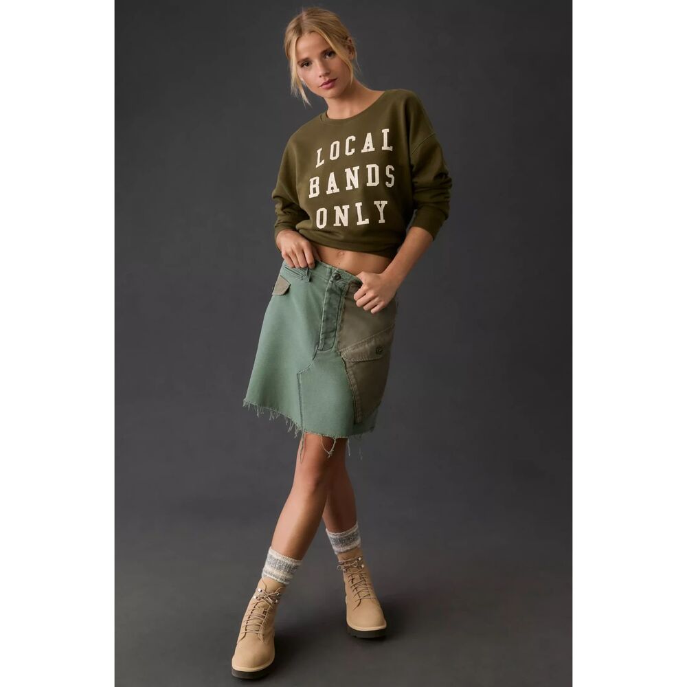 Anthropologie Pilcro Graphic Sweatshirt size xsmall green local bands only